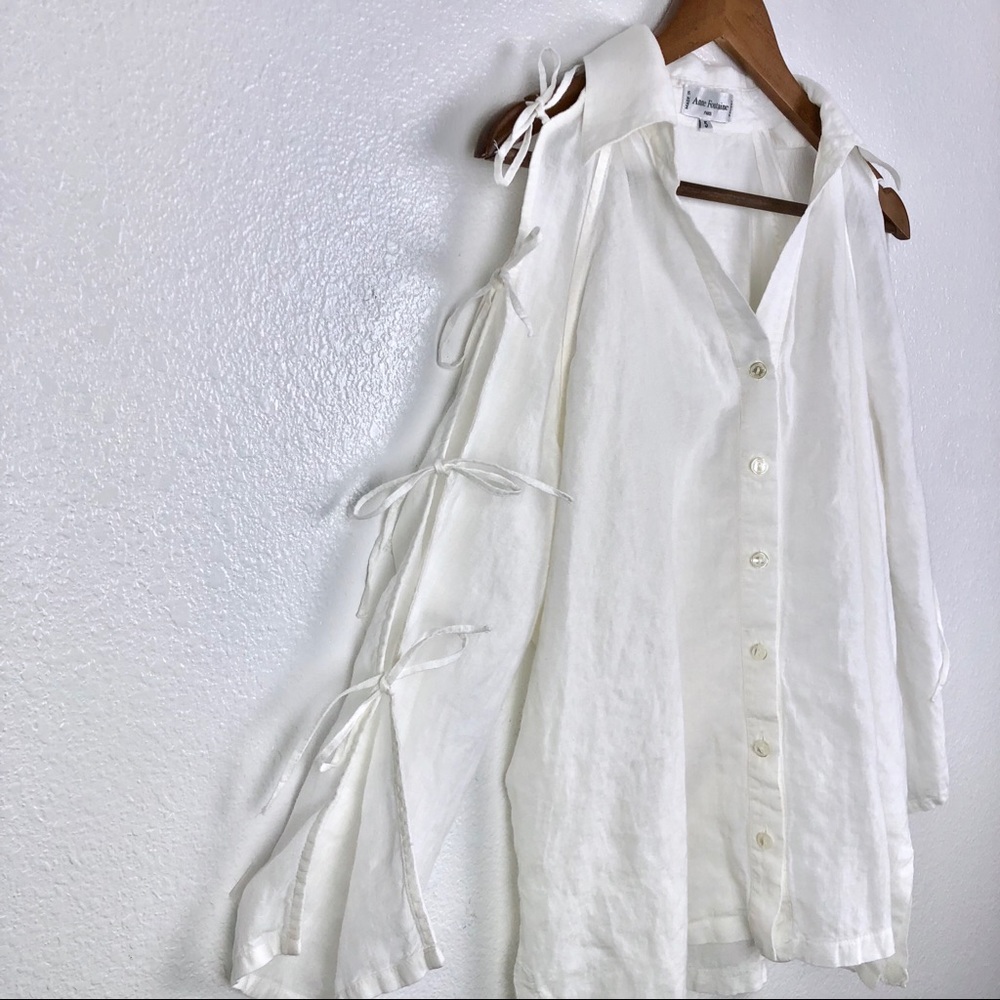 SOLD | Anne Fontaine | White Button Down Linen Top - Picture 6 of 8